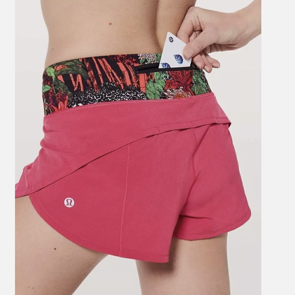 Lululemon LULULEMON SPEED UP SHORT 2.5" FUCHIA PINK ZEN GARDEN MULTI SIZE 4 - Picture 2 of 14